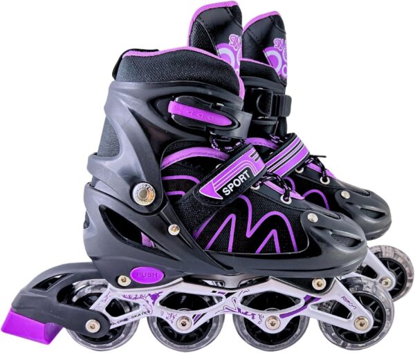 815p9JHdmPL._AC_SL1500_.jpg Patins Roller Inline 4 Rodas Skates Ajustavél com Rodas Iluminadas Jovens e Adultos, Para iniciantes, Adequado para uso Interno e Externo