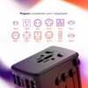 817ebjKVbxL._AC_SL1500_.jpg Geonav Carregador Universal com Adaptadores de Viagem, 4 Portas USB + 1 USB-C (Preto)