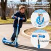 Patinete para crianças de 4 a 8 anos, 2 rodas iluminadas, scooter resistente com 3 guidões ajustáveis em altura, abertura traseira, plataforma antiderrapante alargada, carga máxima de 50 kg para