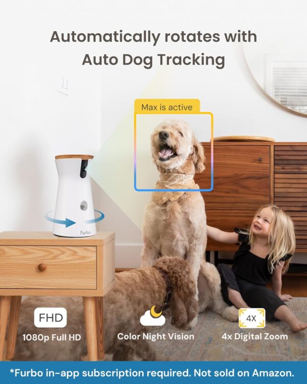 Furbo Videocamera per Cani a 360° con Abbonamento [Pacchetto Sicurezza Premium, 2023], 1080p Video, Indoor