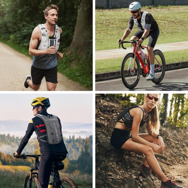 Colete de hidratação de corrida 5L, pacote de colete de corrida com bexiga de água de 1,5 L, mochila de água leve para caminhadas, corrida, ciclismo