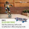 81MsIPxIKLL._AC_SL1500_.jpg Flybar 3 em 1 Aprenda a patinar – Skate completo para iniciantes, prancha de equilíbrio, acessórios de skate, aprenda truques de skate de forma rápida e fácil, óleos, backflips, durável, meninos,