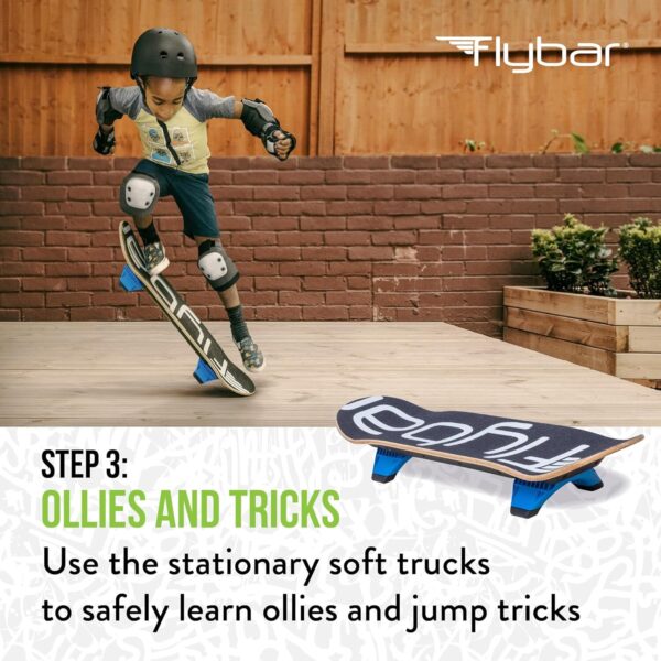 81MsIPxIKLL._AC_SL1500_.jpg Flybar 3 em 1 Aprenda a patinar – Skate completo para iniciantes, prancha de equilíbrio, acessórios de skate, aprenda truques de skate de forma rápida e fácil, óleos, backflips, durável, meninos,