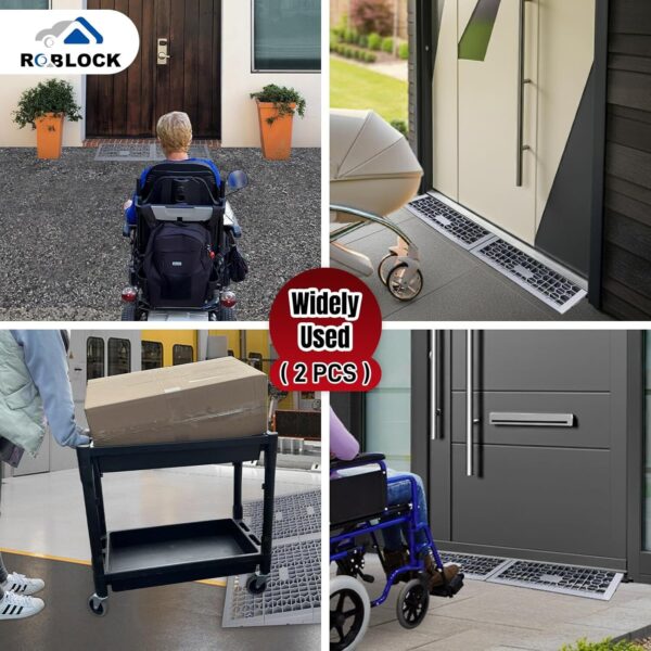 81NpoVVdIxL._AC_SL1500_.jpg ROBLOCK Rampas de Cadeira de Rodas Destacáveis de 1 Polegada para Degraus de Entrada Em Casa, Rampas de Porta Modulares Portáteis para Portas E Carros, Capacidade de Carga de 3.000 Libras, 2 Peças