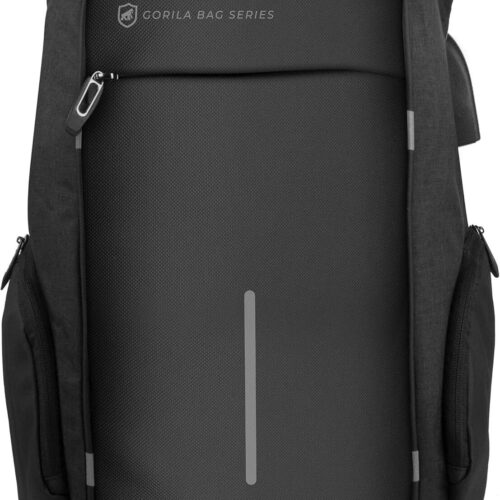 81PGx1HSpmL._AC_SL1500_.jpg Mochila Casual Unissex Locker 22 Litros com Cadeado padrão TSA Antifurto, Saídas Aux para Cabo USB e Fone P2 Laterais, Bolso Oculto Traseiro, Impermeável, Preta, Gshield