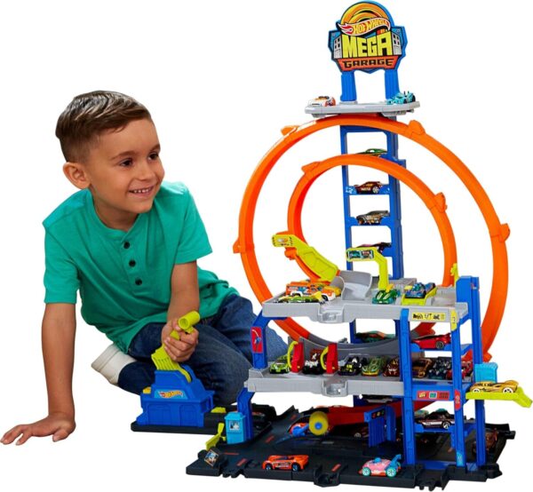 81Qc1GorhL._AC_SL1500_.jpg Hot Wheels City Pista de Brinquedo Mega Garagem para crianças a partir de 4 anos