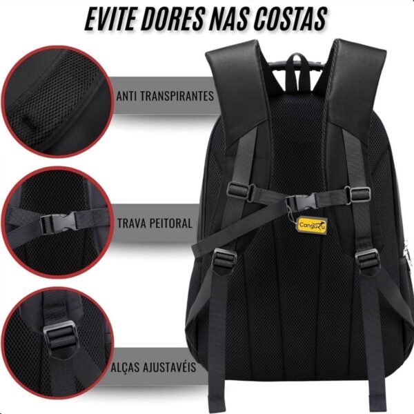 81RzrOT75UL._AC_SL1500_.jpg Mochila Masculina Feminina Saída USB e Fone Semi Impermeável Cabo de Aço Notebook Escola Faculdade Viagem