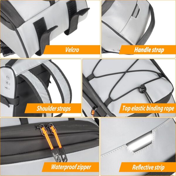 81TBu8XKsiL._AC_SL1500_.jpg HuiJuKeJi Bolsa para porta-malas de bicicleta, refletiva de 360°, mochila de bicicleta de 12 L, bolsa traseira para bagageiro de armazenamento, bolsa de selim 3 em 1, multifunções à prova d'água,
