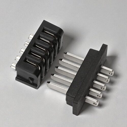 Conector de descarga de energia de bateria de bicicleta elétrica – compatível com o par de conectores Hailong de 5 pinos macho e fêmea para bateria Ebikes, peças de ciclismo, preto e prata