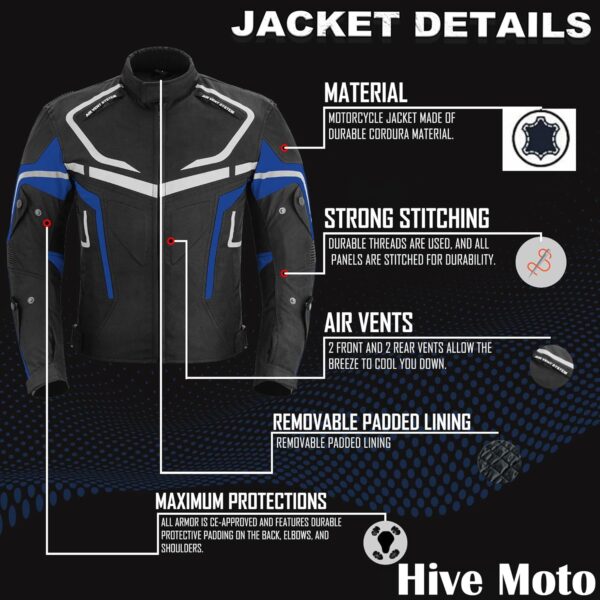 Jaqueta masculina impermeável CE blindada para motociclistas, jaqueta têxtil Cordura