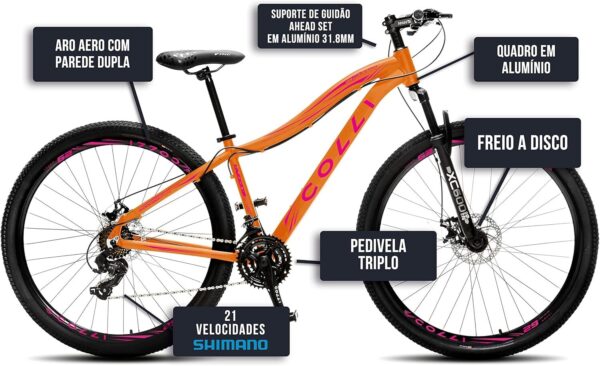 81Vt3tCATHL._AC_SL1500_.jpg Colli Bike, Eudora em Alumínio Quadro Rebaixado (15,5) Câmbio SHIMANO, Aro 29 Aero, 36 Raias, 21 Marchas, Freios a Disco Dianteiro e Traseiro, Câmbio Traseiro SHIMANO