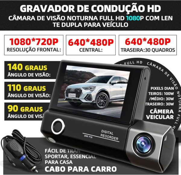 81Zkdo1SbPL._AC_SL1500_.jpg Camera Veicular Dashcam 1080 HD Acessorios para Carro Camera para Carro Veicular Segurança