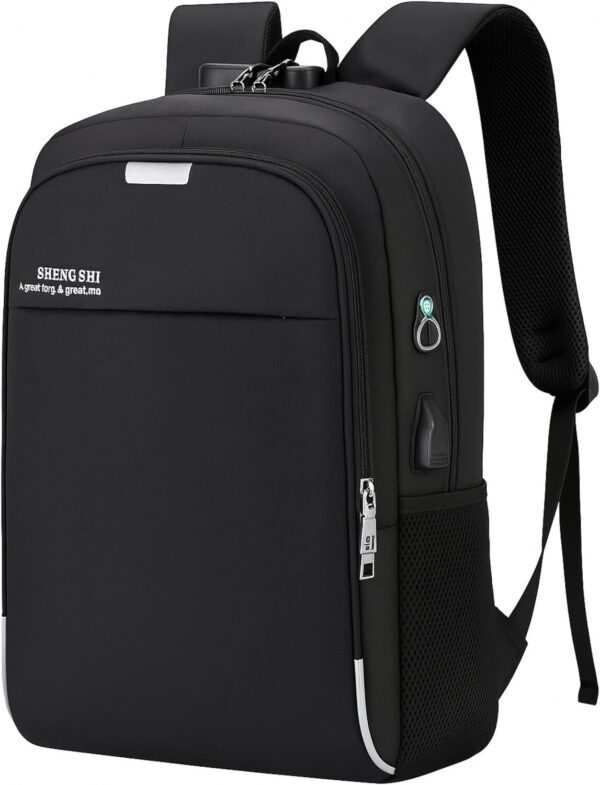 81ZncdwPXkL._AC_SL1500_.jpg Mochila Executiva Unissex para Notebook até 15.6” - com Entrada USB e Passa-fio para fone – Ideal para Faculdade, Trabalho e Viagens – Antifurto, Reforçada e Confortável - Masculina e Feminina