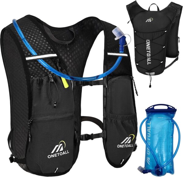 Colete de corrida para mulheres e homens, mochila leve de hidratação de 150 g com bexiga de água à prova de vazamento de 2L, pacote com 6 L para trilha, maratona, caminhada, ciclismo, corrida