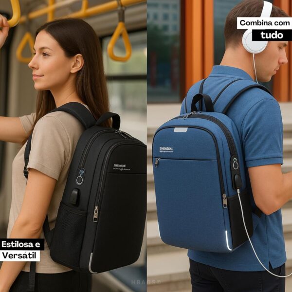 81ezYjDikyL._AC_SL1500_.jpg Mochila Executiva Unissex para Notebook até 15.6” - com Entrada USB e Passa-fio para fone – Ideal para Faculdade, Trabalho e Viagens – Antifurto, Reforçada e Confortável - Masculina e Feminina