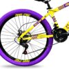 81fCZvHy48L._AC_SL1500_.jpg Colli Bike, Bicicleta Grau, Aro 26, Freios a Disco, 21 V, Alavanca Rapid Fire 3/7V, Pedivela Triplo Aço, Selim Colli C/Carrinho, Pedal Free Sport 9/16 Colorido, Pneus Coloridos, Guidão Downhill
