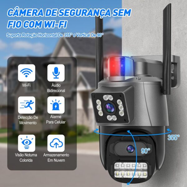 Câmera de Segurança, Wifi 1080p 360° Full Hd Ip Prova D'áGua Infravermelho Ao Ar Livre Hd VisãO Noturna Pode DiáLogo HC0T257