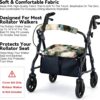 Conjunto de capa de assento e encosto de rollator – Acessórios removíveis e laváveis para idosos – Acessório de andador elegante para idosos – Padrões ajustáveis