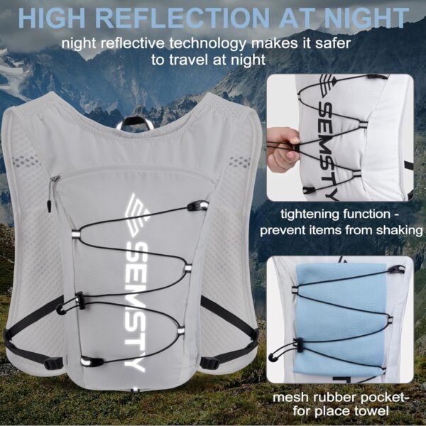 Colete de hidratação de corrida 5L, pacote de colete de corrida com bexiga de água de 1,5 L, mochila de água leve para caminhadas, corrida, ciclismo