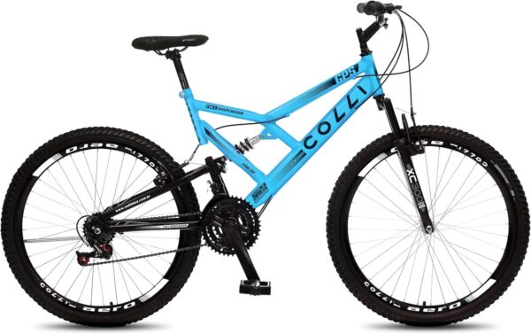 81kTQp8PC7L._AC_SL1500_.jpg Colli Bike, Bicicleta GPS 148 Dupla Suspensão e Freios V-Brake, Aro 26 Aero, 36 Raias, 21 Marchas