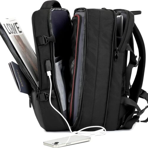 81m822qsMcL._AC_SL1500_.jpg Mochila de Viagem Expansivel Grande Masculina Feminina,Mochila Avião para Notebook 17,Executiva,Antifurto,Reforçada,USB,Impermeável,Escolar,Faculdade,Trabalho,Presente