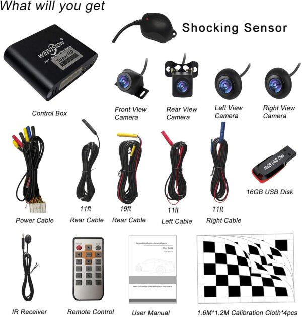 81n3ghEZtrL._AC_SL1500_.jpg Super HD 1080p carro 360 graus Bird View Surround System DVR Record Backup Camera Monitoramento de estacionamento com sensor HD