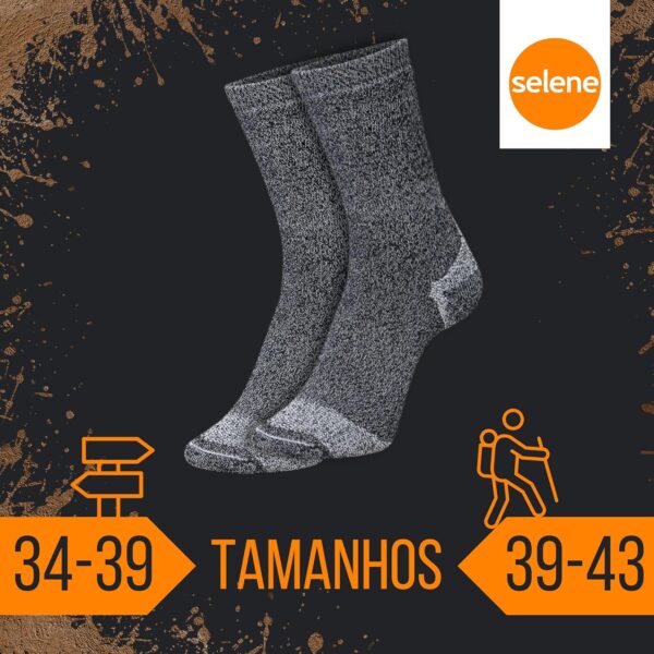 Kit 3 Pares Meias Selene Trilha Caminhada Atoalhada Trekking Coolmax Bota Coturno Adulto