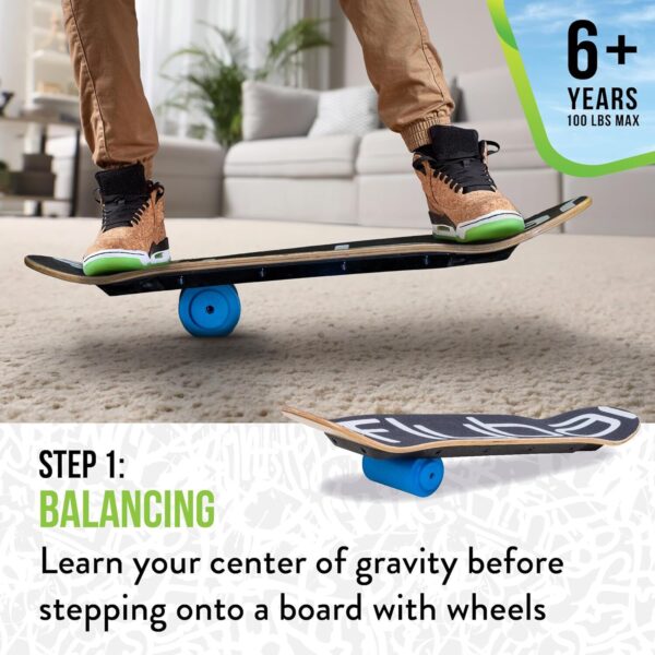 81t0FIlMgIL._AC_SL1500_.jpg Flybar 3 em 1 Aprenda a patinar – Skate completo para iniciantes, prancha de equilíbrio, acessórios de skate, aprenda truques de skate de forma rápida e fácil, óleos, backflips, durável, meninos,