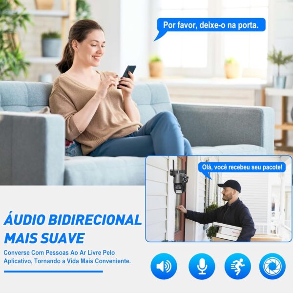 Câmera de Segurança, Wifi 1080p 360° Full Hd Ip Prova D'áGua Infravermelho Ao Ar Livre Hd VisãO Noturna Pode DiáLogo HC0T257