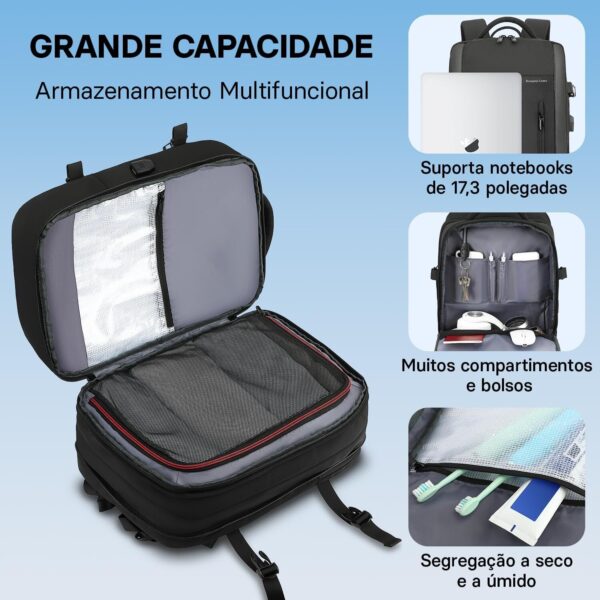 Mochila de Viagem Expansivel Masculina Feminina, Mochila Para Notebook Executiva Impermeável Reforçada Cabo USB,Mochilas Trabalho Escola Viagens Presente