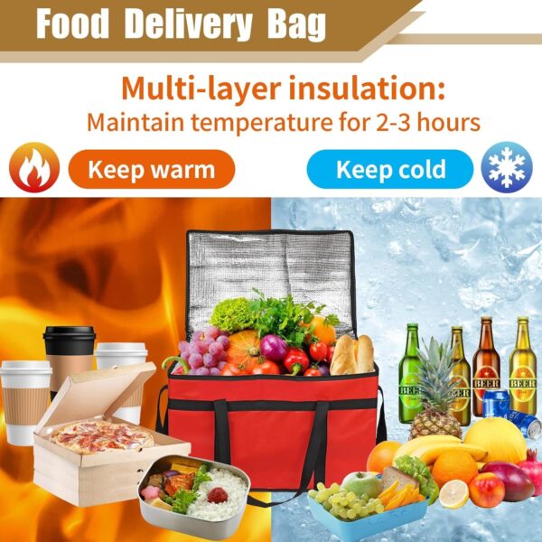PEASUG Bolsas Térmicas Para Entrega De Alimentos, Bolsa Térmica Grande Pizza Xxxl, Mantém Aquecido Compras Supermercado E Buffet, Dobrável Resistente (Vermelha)