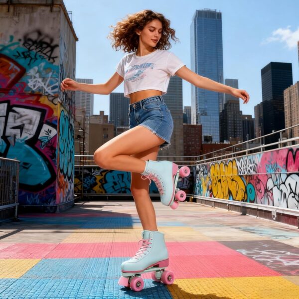 81wqeYyXEaL._AC_SL1500_.jpg jessie Patins para mulheres, meninas e adultos, couro de poliuretano com rodas iluminadas, patins para iniciantes e profissionais, ambientes internos e externos