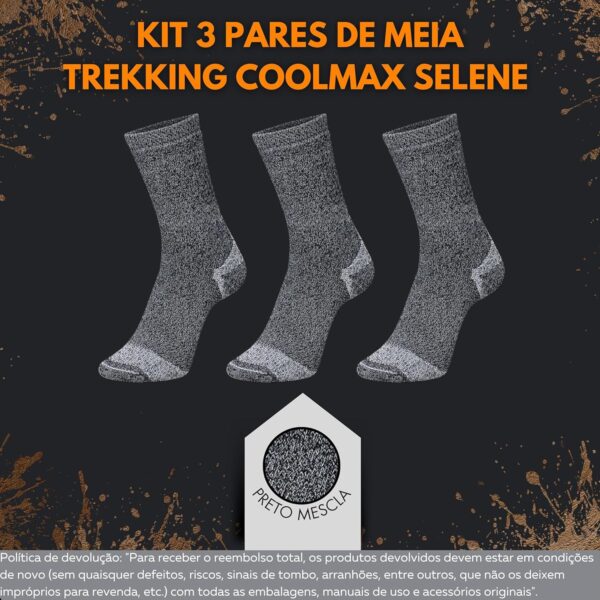 Kit 3 Pares Meias Selene Trilha Caminhada Atoalhada Trekking Coolmax Bota Coturno Adulto
