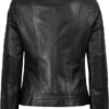 fjackets Jaqueta feminina de couro real – Jaqueta feminina para motociclista Cafe Racer com gola alta