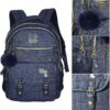 Mochila Feminina Jeans Rebecca Bonbon Grande 47x35x20 Escolar Passeio Reforçada