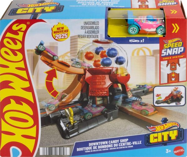 91VvEGVqO6L._AC_SL1500_.jpg Hot Wheels City Pista de Brinquedo Loja de doces para crianças a partir de 3 anos